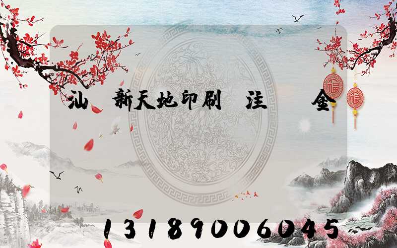 汕頭新天地印刷廠注冊資金